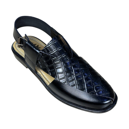 Black Crocodile Leather Sandal