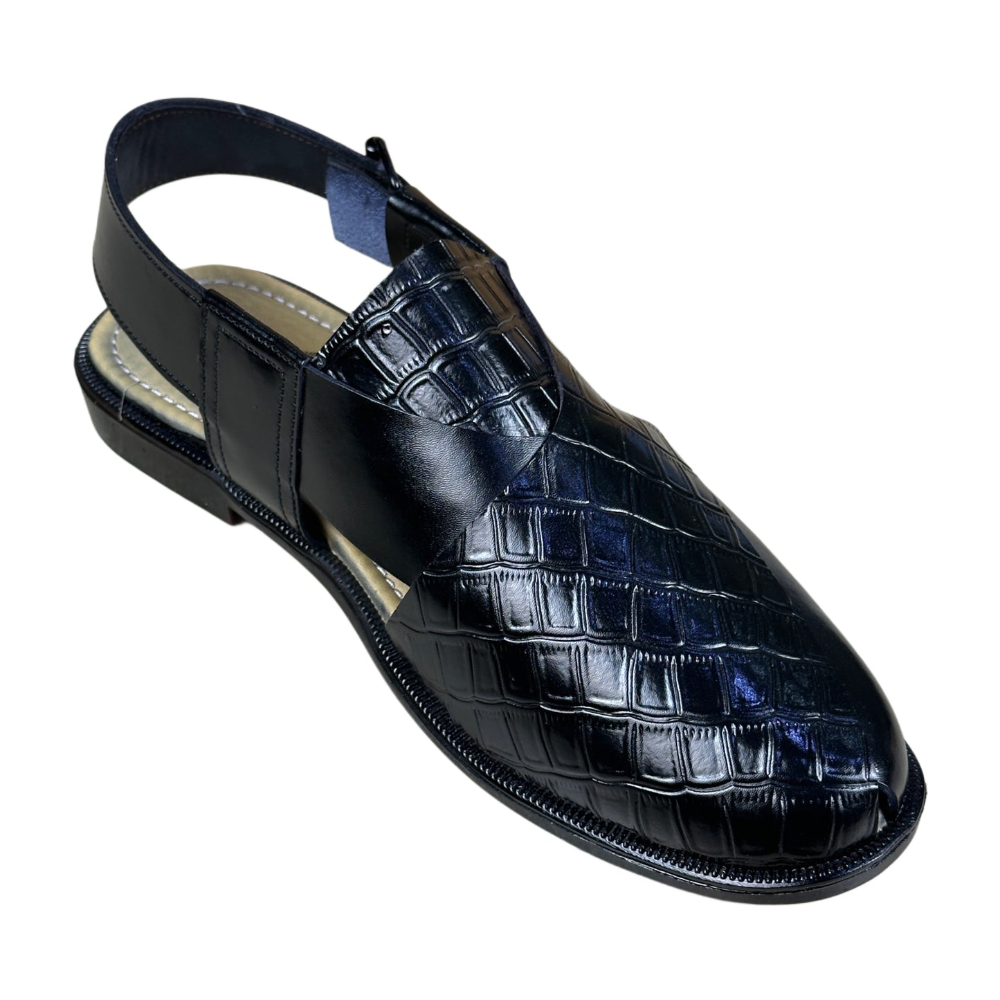 Black Crocodile Leather Sandal